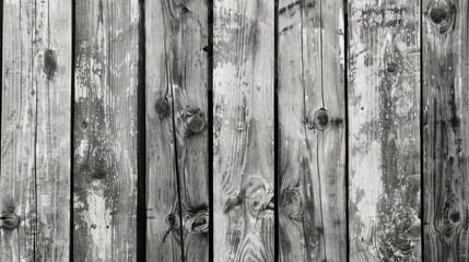 Naklejka premium Abstract black and white pattern of aged wooden fence for design purposes.