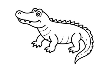 Crocodile Line Art Silhouette Vector Art Illustration