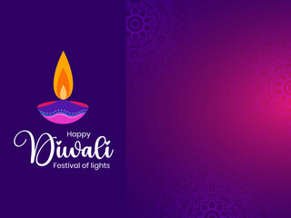 Modern and Vibrant Diwali Design with Diyas, Lanterns for Happy DIwali  with Beautiful DIyas