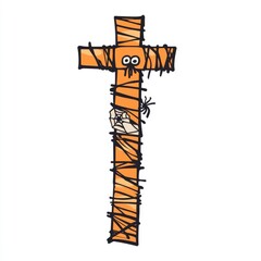 Obraz premium Cartoon Wooden Cross Wrapped in Rope