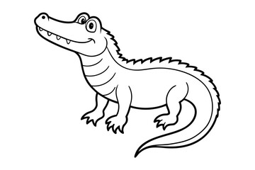 Crocodile Line Art Silhouette Vector Art Illustration