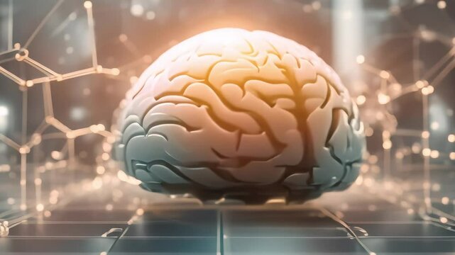 shows the brain in Illustration of the thinking process