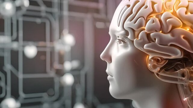 shows the brain in Illustration of the thinking process