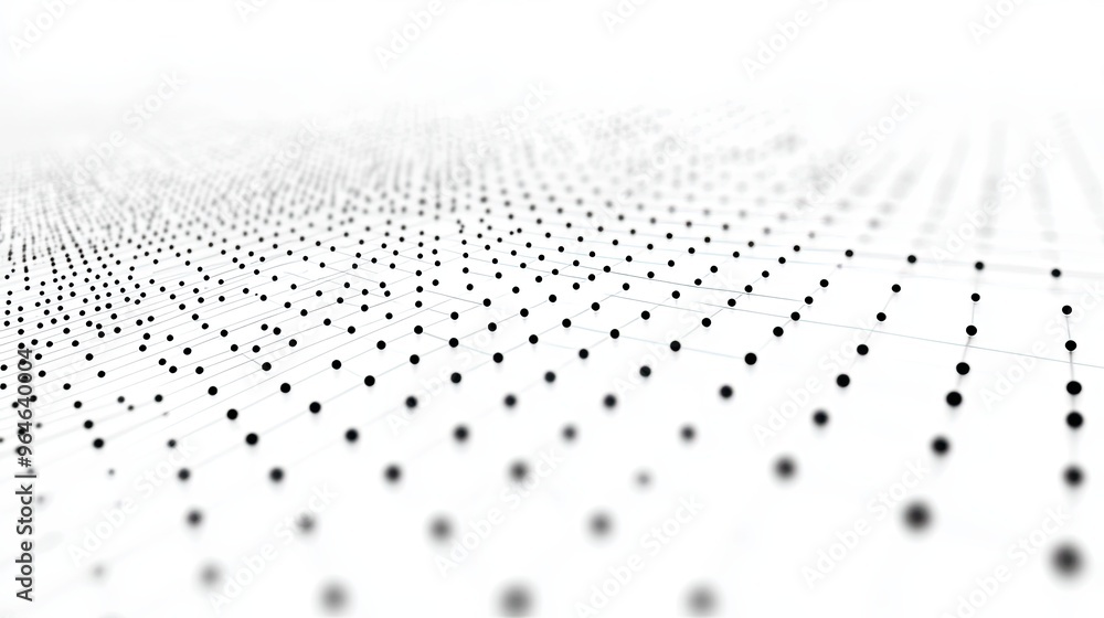 Aufkleber Geometric Minimalist Pattern of Dots and Lines in Modern Grid Design