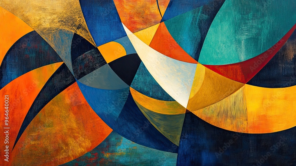 Aufkleber vibrant abstract composition with layered shapes for dynamic design and depth perception