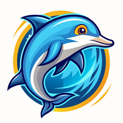 dolphin isolated on white Mascot for Brand Identity logo