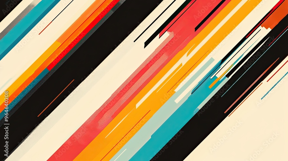 Poster dynamic minimalistic abstract design with diagonal lines in alternating colors