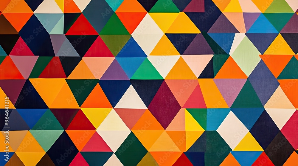 Poster dynamic geometric design with repeating triangles in vibrant colors