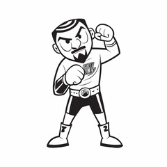 Fototapeta premium boxer ready to fight on white background. doodle art