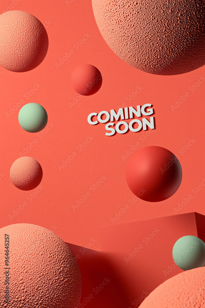 Aufkleber red themed abstract geometric shapes floating in space creates vibrant and modern visual. compositio