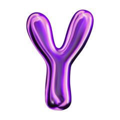 Liquid 3D holographic typeface design. Letter - Y. Contemporary vector English alphabet with iridescent effect in a futuristic style. Inflated balloon font with shiny effect.	