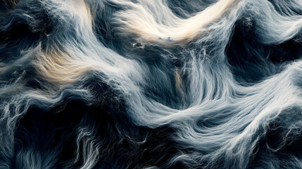 artistic rendering of fur textures, arranged in fluid, abstract shapes with exaggerated features and surreal lighting