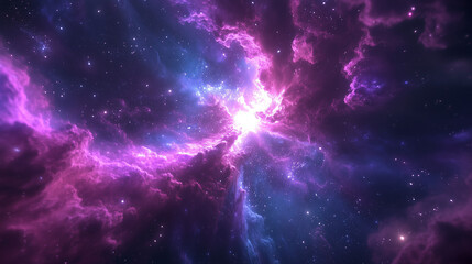 Energized Nebula Explosion in Violet and Blue Light