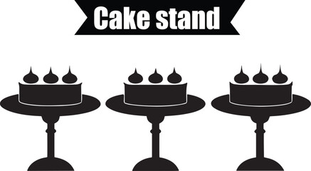Cake Stand Minimalist Black Silhouette Vector Collection