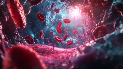 Red Blood Cells Flowing Through a Vein