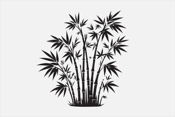 Bamboo logo style silhouette design.