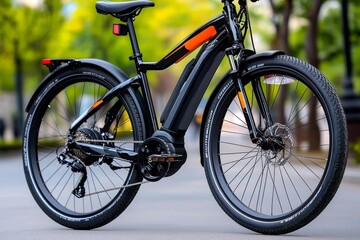 High-efficiency engine in a modern hybrid bicycle, enhancing pedal power with electric assistance