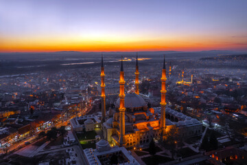 Selimiye Mosque exterior view in Edirne City of Turkey. Edirne was capital of Ottoman Empire.