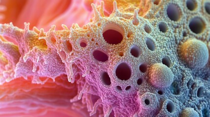Abstract Biological Cell Structure with Pores and Surface Texture
