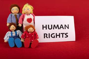 Human Rights Advocacy with Wooden Figures in Horizontal Frame