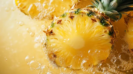 sliced fresh pineapple in water