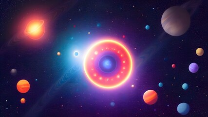 Background with planets and stars in space 