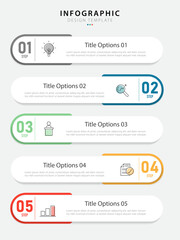 Business infographic template. 5 Step timeline journey. Process diagram, 5 options on white background, Infograph elements vector illustration.