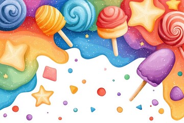 Festive Halloween ice cream treats, playful and colorful, flat design illustration