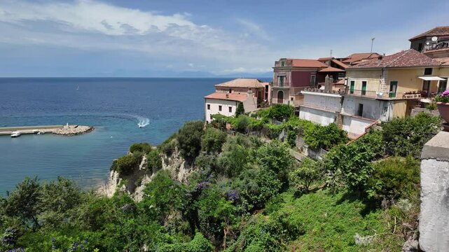 Panoramic view in Agropoli with the sea in the background. Cilento, Campania, southern Italy.