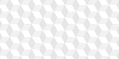 Obraz premium Minimal modern cubes geometric tile and mosaic wall grid backdrop hexagon technology transparent wallpaper background. White and gray block cube structure backdrop grid triangle texture vintage design
