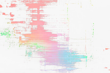 Obraz premium VHS Glitch Texture with Black Background and Green/Red Lines