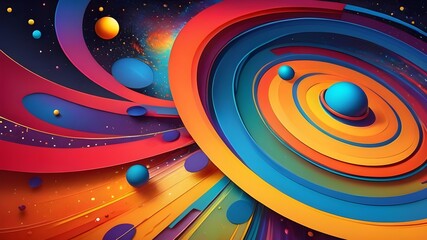 Vibrant abstract cosmic swirls in a colorful space setting