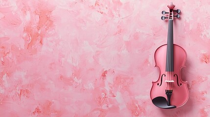 Pink Violin on Pink Background.
