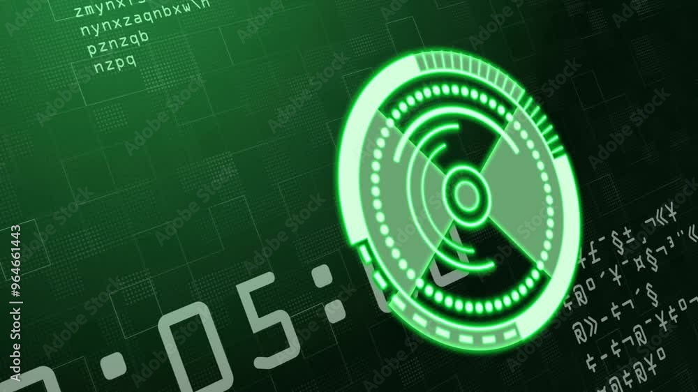 Poster animation of scope scanning and digital data processing over green background