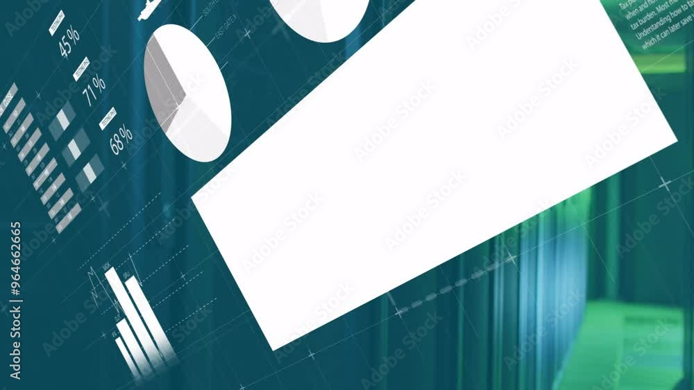 Poster animation of financial data processing over computer servers