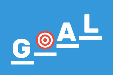 business goal or personal target staircase, flat vector success concept