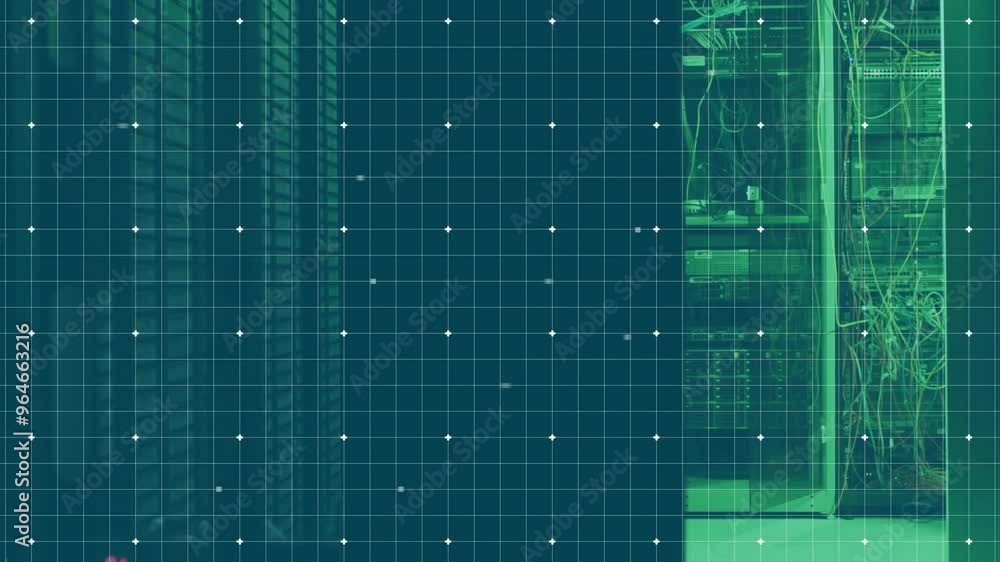 Poster animation of financial data processing over computer servers