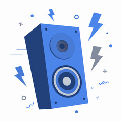 Dynamic Blue Speaker with Musical Energy A Modern Vector Design