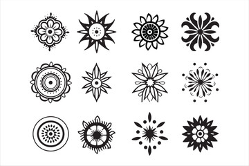 Set of Mandala Illustration Design, geometrical Mandala Clipart, coloring book interior, Muslim mandala, Line art, Round Ornament Pattern, Illustration of mandala art decor design, silhouette.