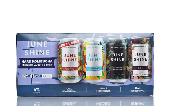 IRVINE, CALIFORNIA - 6 SEPT 2024: An 8 pack of June Shime Hard Kombucha.