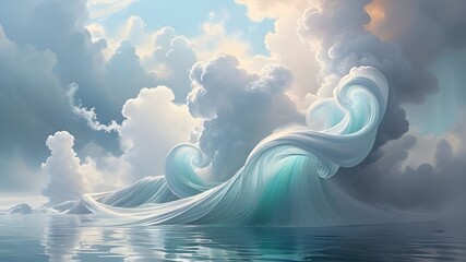 Background with abstract waves and clouds 