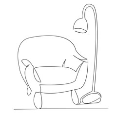 One continuous single drawing line art doodle lamp, furniture, home, room, design. Isolated image hand draw contour on a white background
