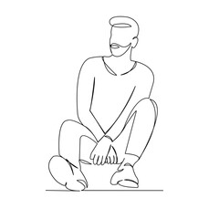 One continuous single drawing line art doodle student, hipster, people, man, teenager, college, trendy. Isolated image hand draw contour on a white background
