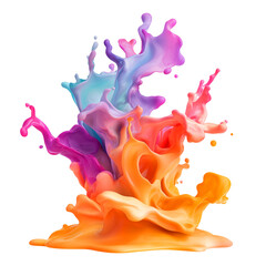 Fototapeta premium Colorful Abstract Splash of Vibrant Liquid in Gradient Hues Isolated on White Background, Cutout, Isolated on White Background