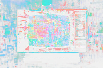 Vintage TV Static and Noise Endless Pattern with Clear Overlay