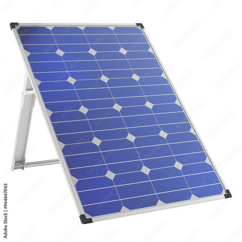 Poster solar panels, 3d rendering isolated on transparent background