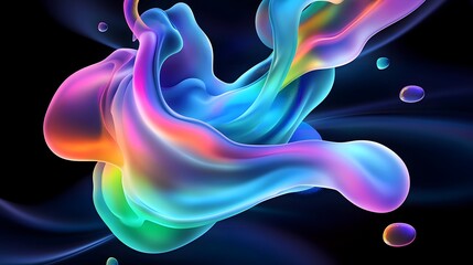 A colorful, swirling mass of water droplets in the air. The colors are bright and vibrant, creating a sense of energy and movement. The image is abstract and artistic