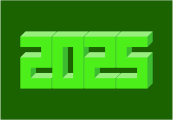 2025 Happy New Year 3D Realistic Decoration Green Design Abstract Vector Illustration
