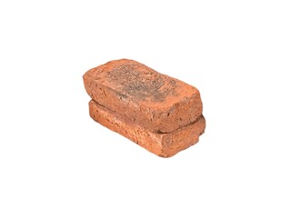 Old red brick isolated on white background. Solid clay bricks used for construction