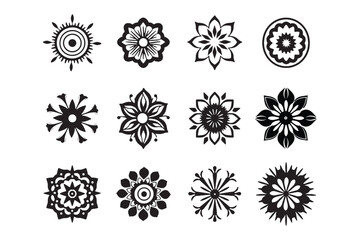 Set of Mandala Illustration Design, geometrical Mandala Clipart, coloring book interior, Muslim mandala, Line art, Round Ornament Pattern, Illustration of mandala art decor design, silhouette.